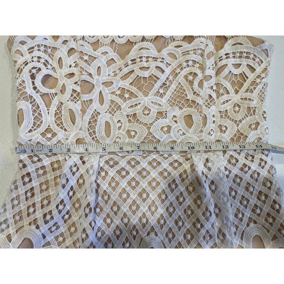 FRANCESCA'S Womens Giselle Strapless Lace Mini Dress Floral White & Cream Large - Picture 7 of 10